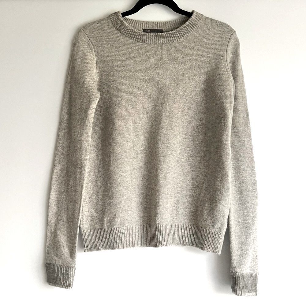 Vince Wool and Yak Metallic Accented Crewneck Sweater in Grey / Beige Size XXS